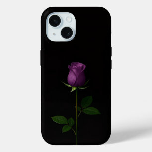 Black 4 Luxe iPhone 15 Case, Royal Violet Rose Case
