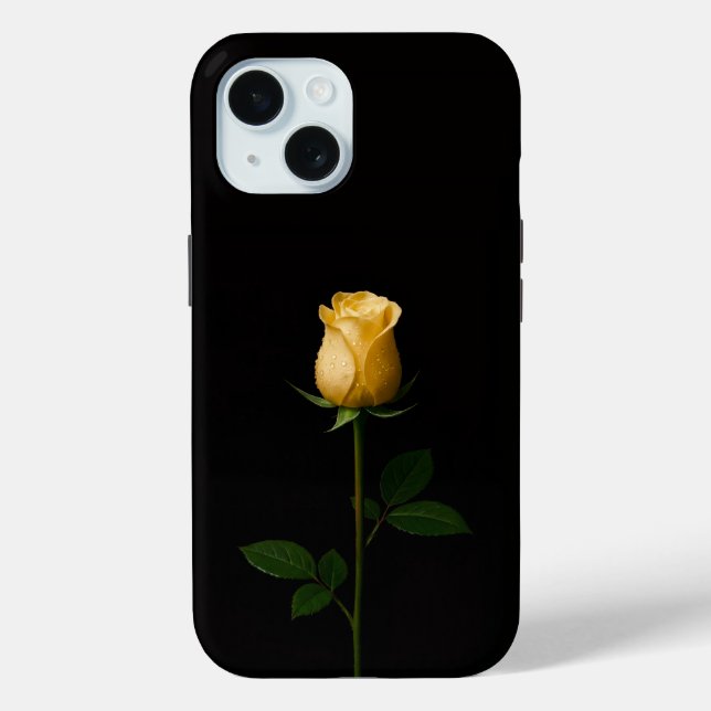 Black 4 Luxe iPhone 15 Case, Sunlit Yellow Rose Case-Mate iPhone Case (Back)