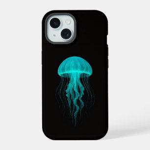Black 4 Luxe iPhone 15 Mate, Green Jellyfish Case