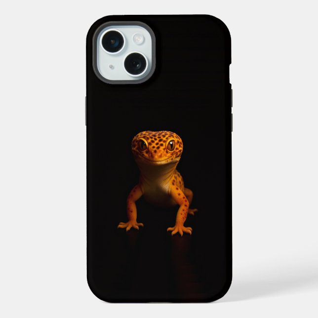 Black 4 Luxe iPhone 15 Plus, Leopard Gecko Case (Back)