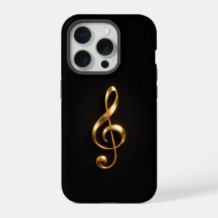Black 4 Luxe iPhone 15 Pro Mate Golden Treble Clef Case
