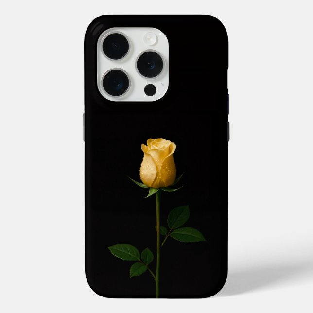 Black 4 Luxe iPhone 15 Pro Mate Sunlit Yellow Rose Case-Mate iPhone Case (Back)