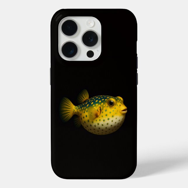 Black 4 Luxe iPhone 15 Pro Mate, Yellow Putterfish Case-Mate iPhone Case (Back)