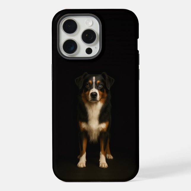 Black 4 Luxe iPhone 15 Pro Max, Aussie Shepherd Case (Back)