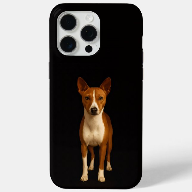 Black 4 Luxe iPhone 15 Pro Max, Classy Basenji Dog Case-Mate iPhone Case (Back)