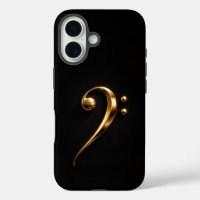 Black 4 Luxe iPhone 16 Mate, Golden Bass Clef