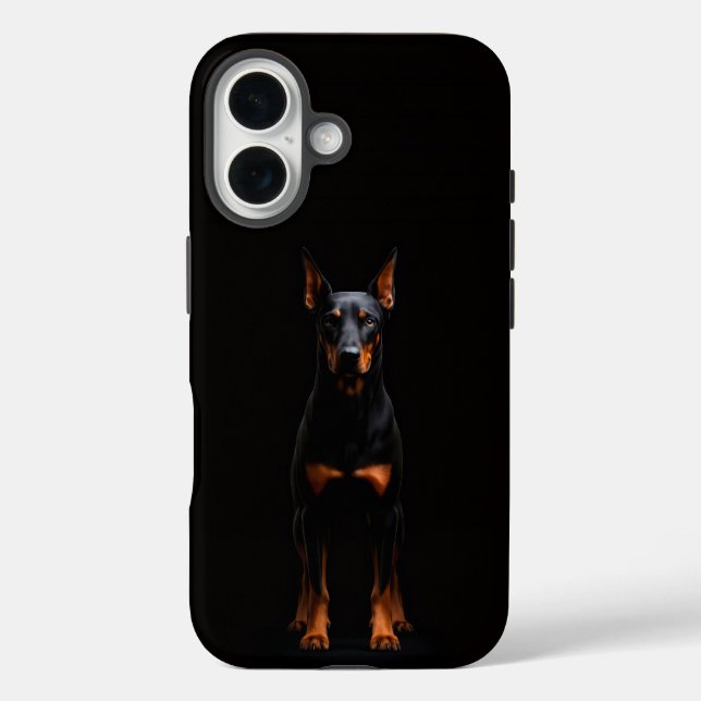 Black 4 Luxe iPhone 16 Mate, Guardian Doberman Dog Case-Mate iPhone Case (Back)