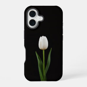 Black 4 Luxe iPhone 16 Mate, Pearl White Tulip Case