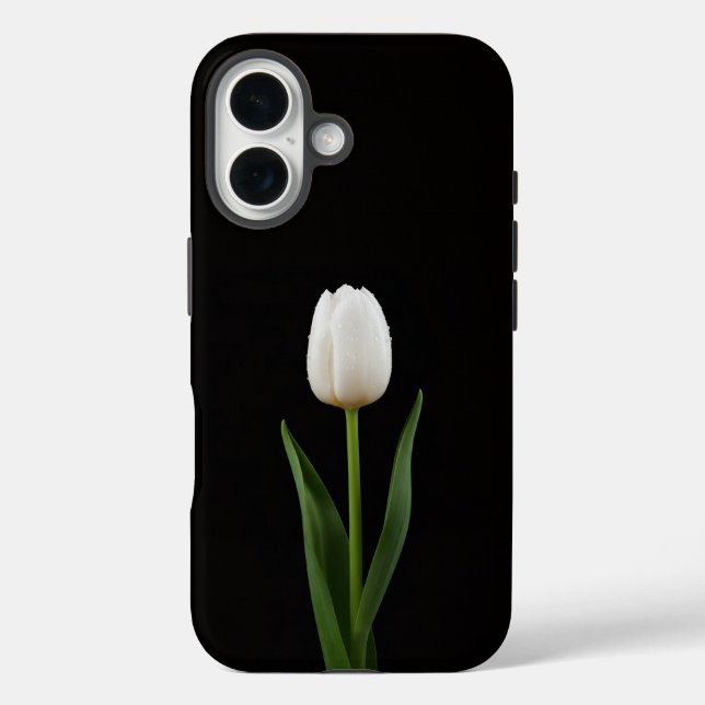 Black 4 Luxe iPhone 16 Mate, Pearl White Tulip Case-Mate iPhone Case (Back)
