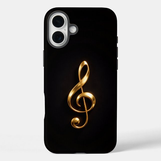 Black 4 Luxe iPhone 16 Plus, Golden Treble Clef Case-Mate iPhone Case (Back)