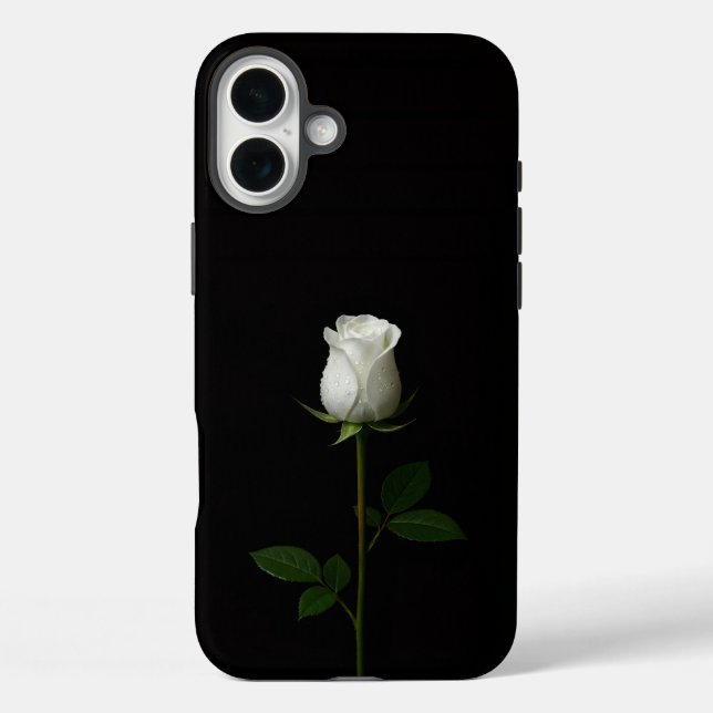 Black 4 Luxe iPhone 16 Plus, Pure White Rose Case-Mate iPhone Case (Back)