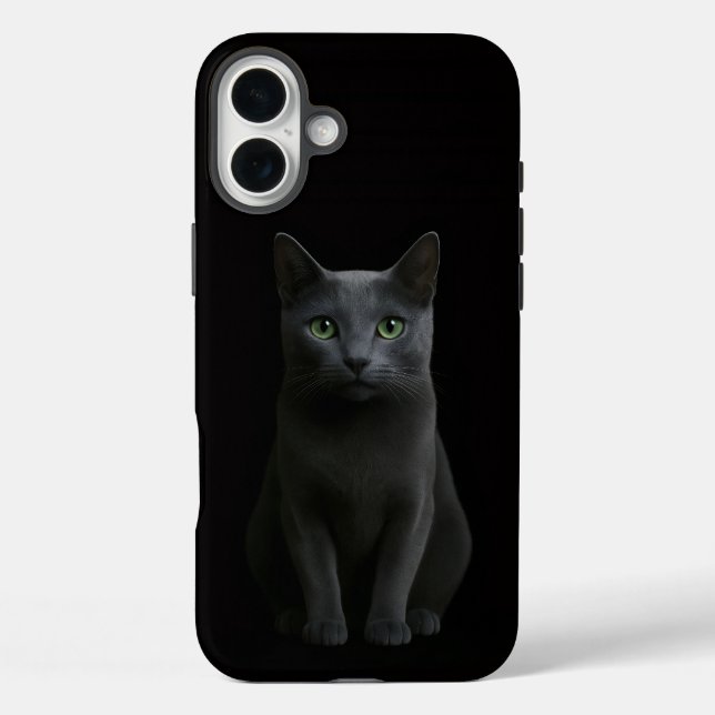 Black 4 Luxe iPhone 16 Plus, Russian Blue Cat Case-Mate iPhone Case (Back)