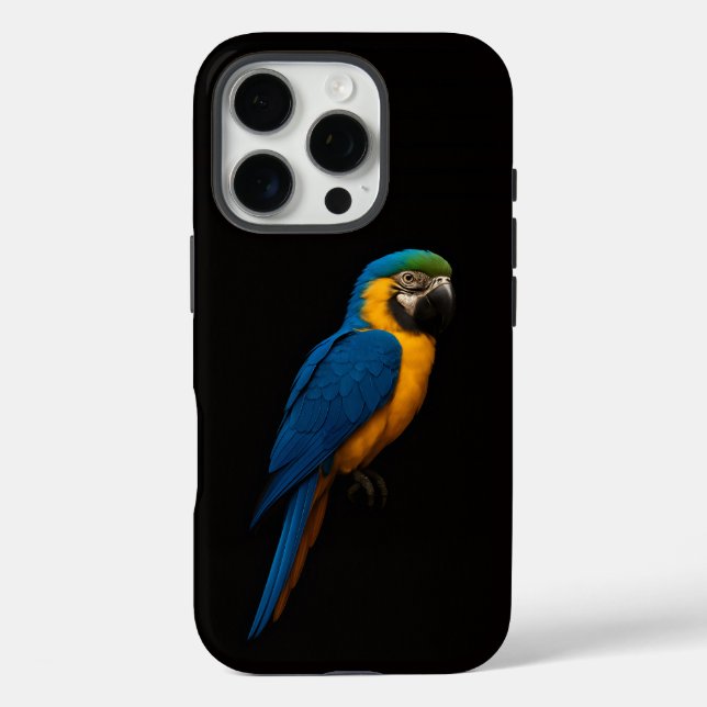 Black 4 Luxe iPhone 16 Pro, Blue Yellow Macaw Case-Mate iPhone Case (Back)