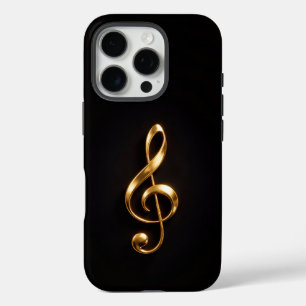 Black 4 Luxe iPhone 16 Pro, Golden Treble Clef Pro Case