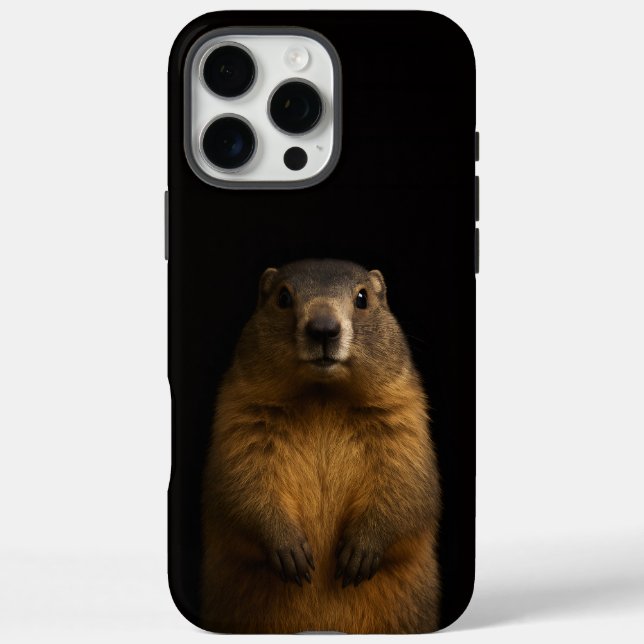 Black 4 Luxe iPhone 16 Pro Max, Fluffy Marmot Case-Mate iPhone Case (Back)