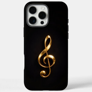 Black 4 Luxe iPhone 16 Pro Max, Golden Treble Clef iPhone 16 Pro Max Case