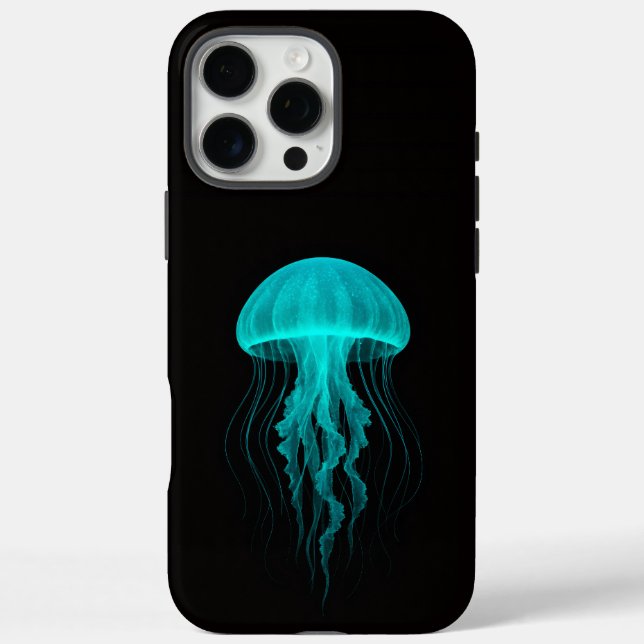 Black 4 Luxe iPhone 16 Pro Max, Green Jellyfish Case-Mate iPhone Case (Back)