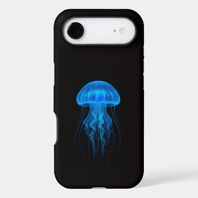 Black 4 Luxe iPhone 17 Air, Neon Blue Jellyfish (Back)