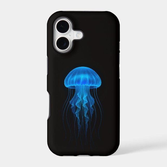 Black 4 Luxe iPhone 17 Mate, Neon Blue Jellyfish (Back)