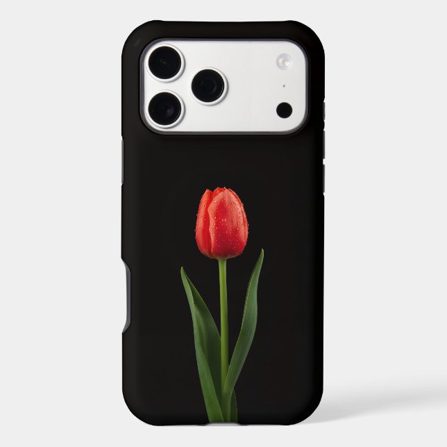 Black 4 Luxe iPhone 17 Pro Max, Ruby Red Tulip (Back)