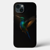 Black 4 Luxe iPhone Case, Blue-Golden Hummingbird