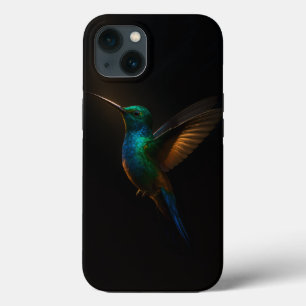 Black 4 Luxe iPhone Case, Blue-Golden Hummingbird iPhone 13 Case