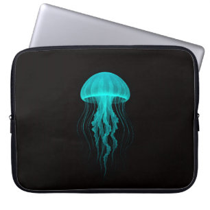 Black 4 Luxe Laptop Sleeve, Aqua Glow Jellyfish Sleeve