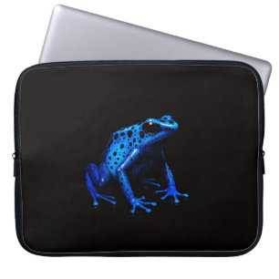 Black 4 Luxe Laptop Sleeve, Blue Electric Frog Sleeve