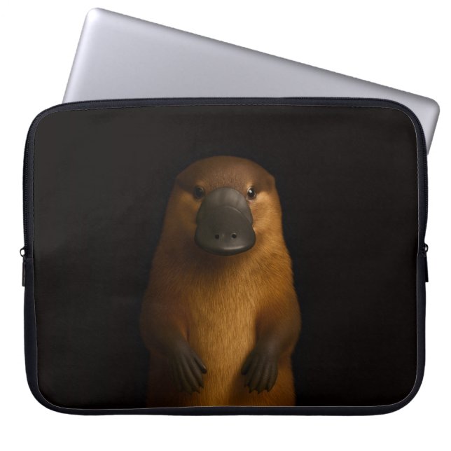 Black 4 Luxe Laptop Sleeve, Elegant Platypus Laptop Sleeve (Front)