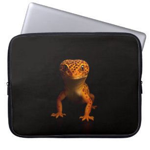 Black 4 Luxe Laptop Sleeve, Gecko Leopard Lizard Sleeve