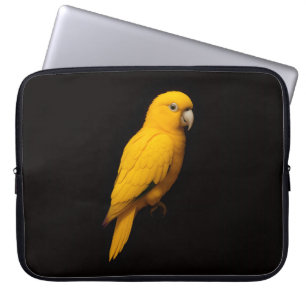 Black 4 Luxe Laptop Sleeve, Golden Parakeet Sleeve