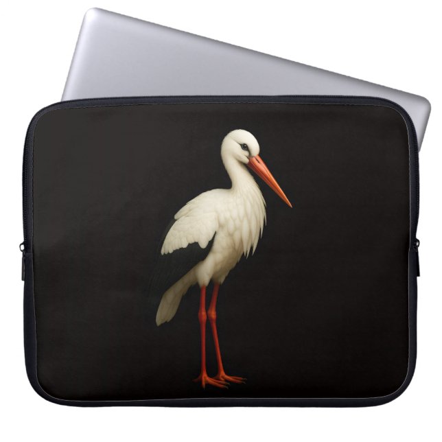 Black 4 Luxe Laptop Sleeve, Graceful Stork Laptop Sleeve (Front)