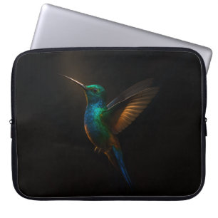 Black 4 Luxe Laptop Sleeve, Hummingbird in flight Sleeve
