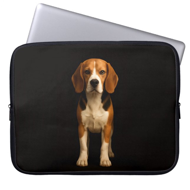 Black 4 Luxe Laptop Sleeve, Kind Beagle Laptop Sleeve (Front)