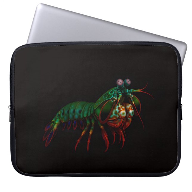 Black 4 Luxe Laptop Sleeve, Mantis Shrimp Sleeve (Front)