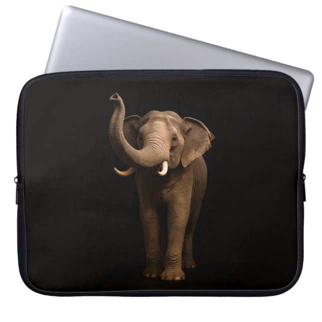 Black 4 Luxe Laptop Sleeve, Mighty Elephant Laptop Sleeve (Front)