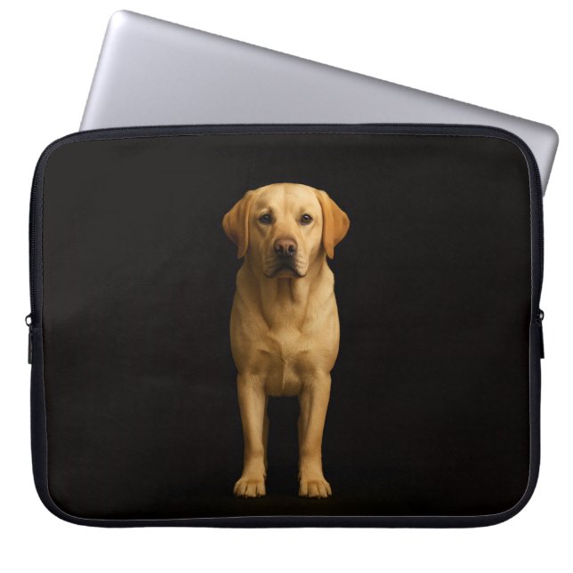 Black 4 Luxe Laptop Sleeve, Minimalist Labrador Sleeve (Front)