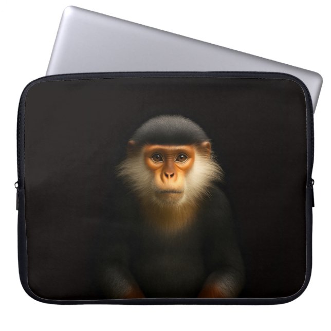 Black 4 Luxe Laptop Sleeve, Red Douc Langur Sleeve (Front)