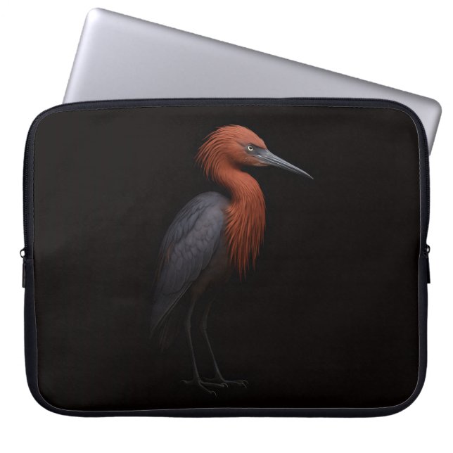 Black 4 Luxe Laptop Sleeve, Reddish Egret Laptop Sleeve (Front)