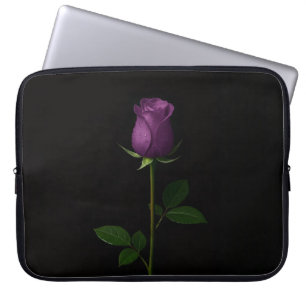 Black 4 Luxe Laptop Sleeve, Royal Violet Rose Laptop Sleeve