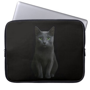 Black 4 Luxe Laptop Sleeve, Russian Blue Cat Sleeve