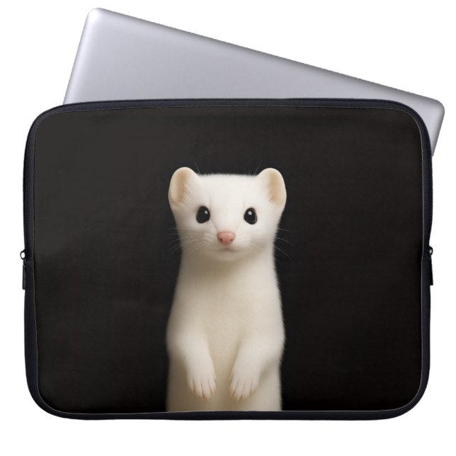 Black 4 Luxe Laptop Sleeve, Stylish Ermine Sleeve (Front)