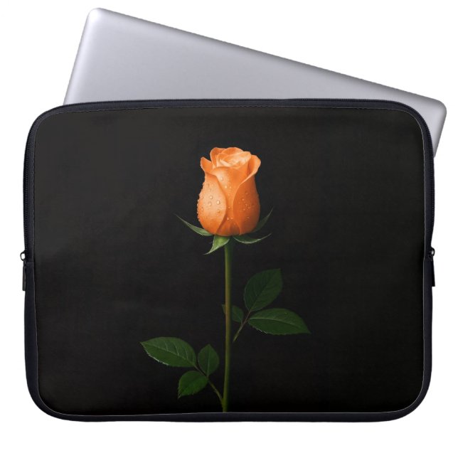 Black 4 Luxe Laptop Sleeve, Sunset Orange Rose Laptop Sleeve (Front)