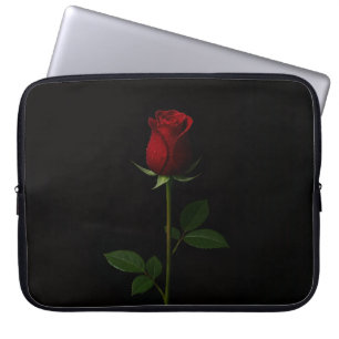 Black 4 Luxe Laptop Sleeve, Velvet Red Rose Laptop Sleeve