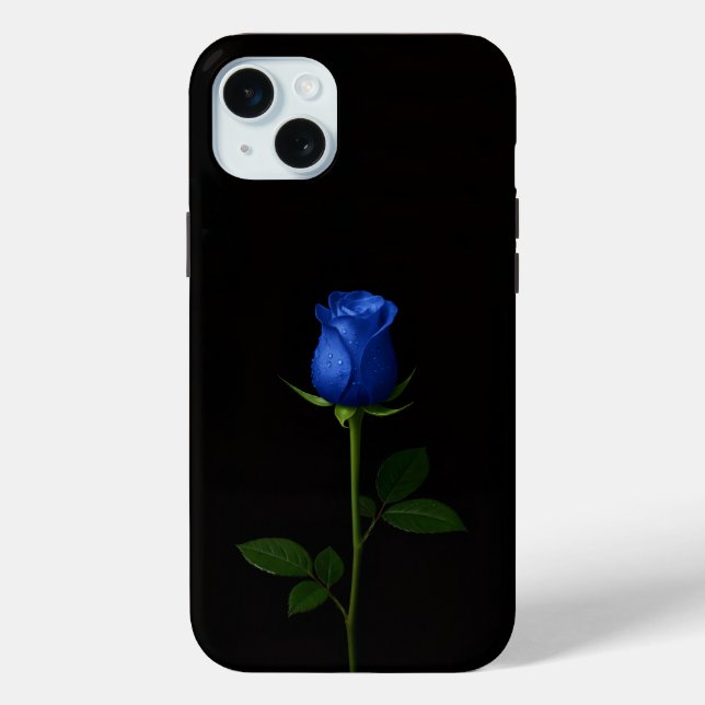 Black 4 Luxe, Midnight Blue Rose iPhone 15 Plus Case-Mate iPhone Case (Back)
