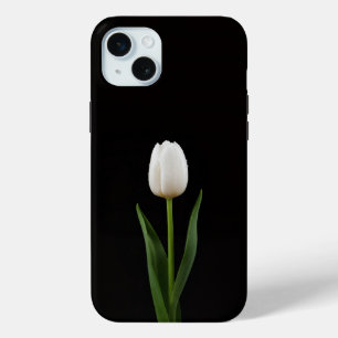 Black 4 Luxe, Pearl White Tulip iPhone 15 Plus iPhone 15 Mini Case