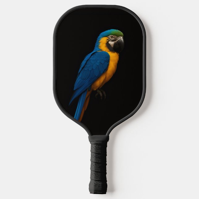 Black 4 Luxe Pickleball Paddle, Blue Yellow Macaw Paddle (Back)