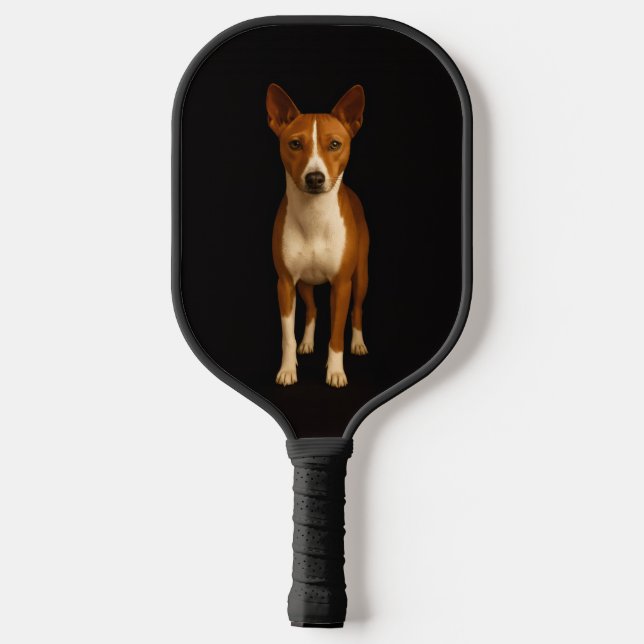 Black 4 Luxe Pickleball Paddle, Classy Basenji Dog Paddle (Back)