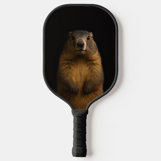 Black 4 Luxe Pickleball Paddle, Fluffy Marmot Paddle (Back)