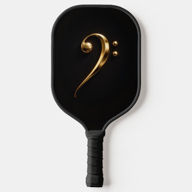Black 4 Luxe Pickleball Paddle, Golden Bass Clef Pickleball Paddle (Back)